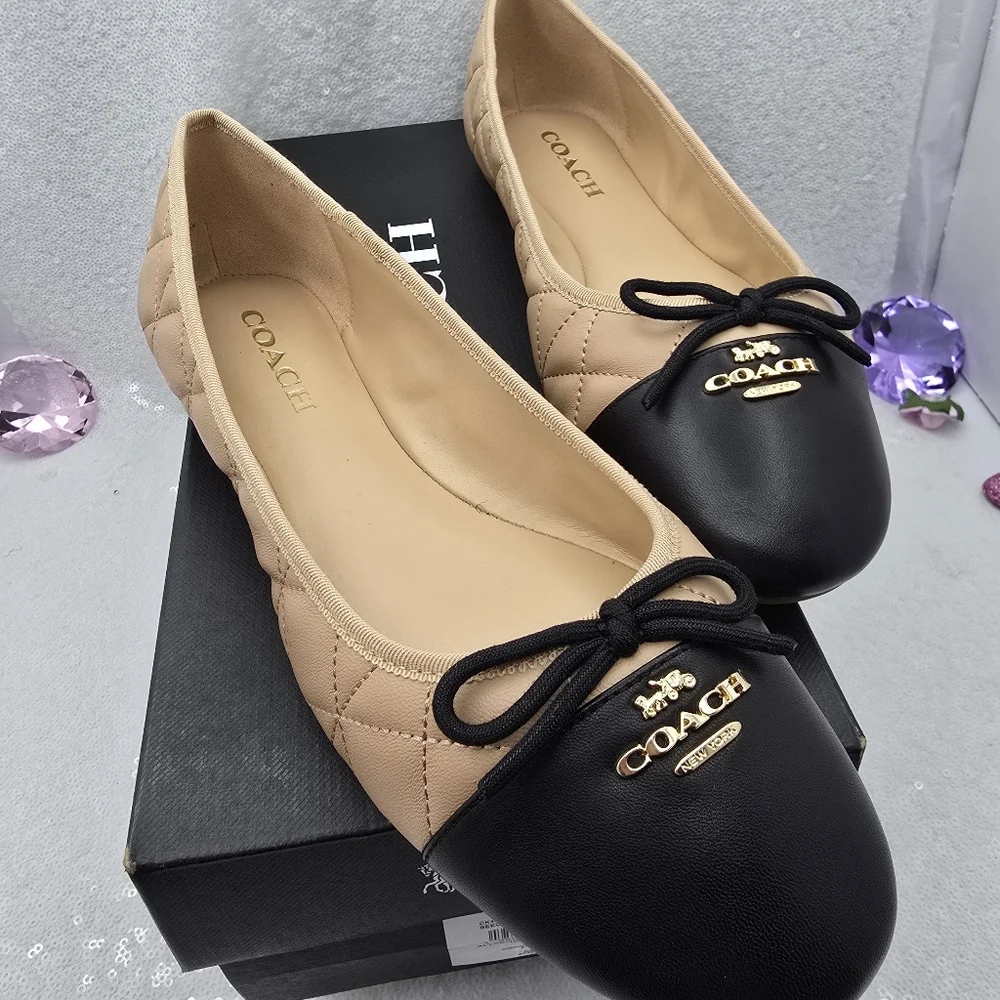 Coach Beige and Black Flats - Picture 9 of 13